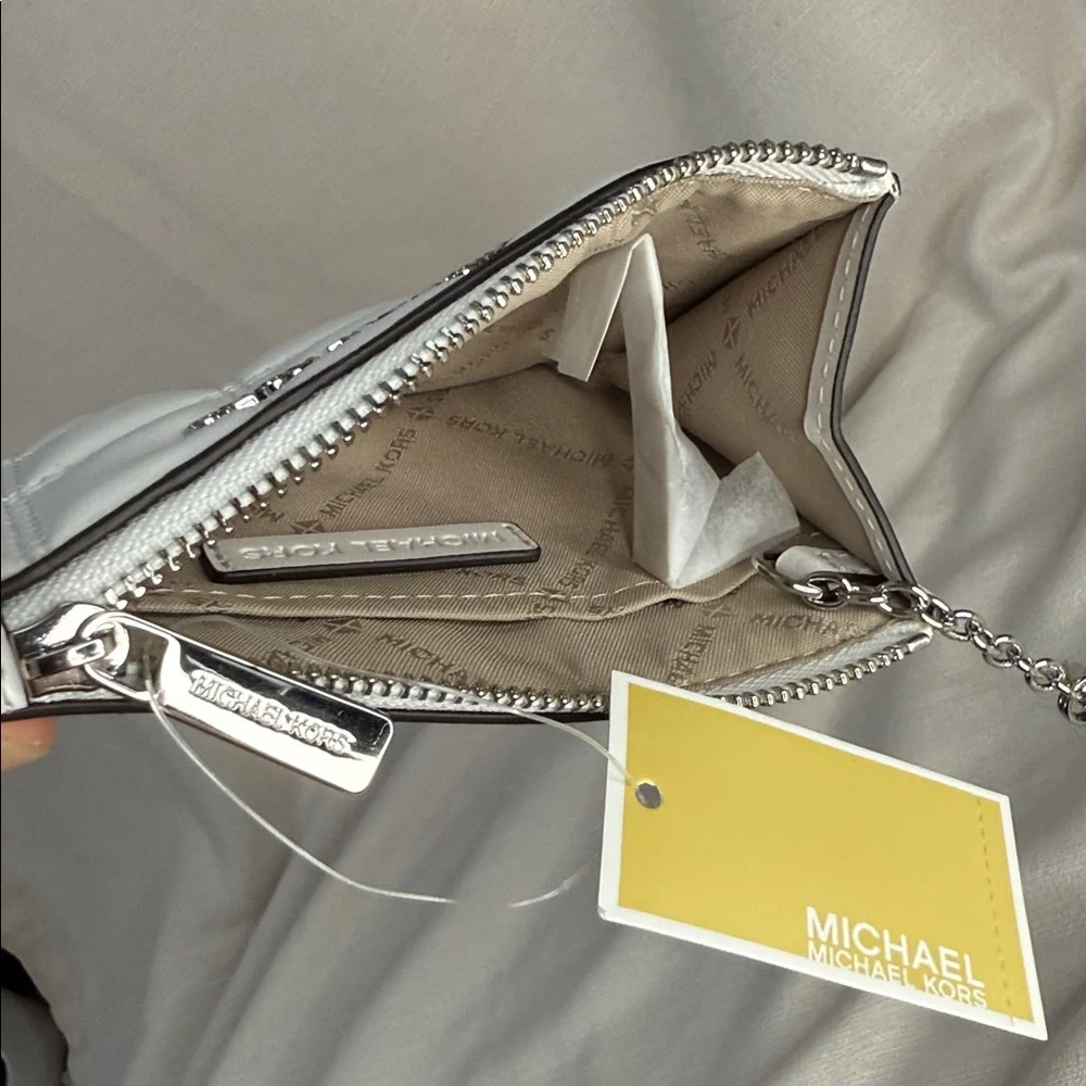 Michael Kors Optic White Jet Set Travel Quilted Coin Pouch Wallet